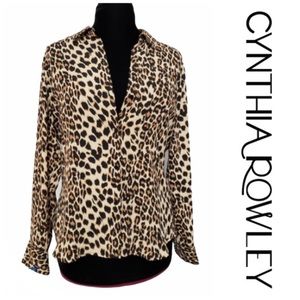 Cynthia Rowley Cheetah Button Front Shirt Medium